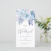 Divine Dusty Blue Floral Wedding Program (Staand voorkant)