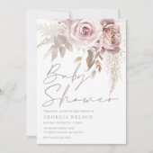 Divine Dusty Roos Blush Floral Baby shower Kaart (Voorkant)