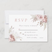 Divine Dusty Roos Blush Floral Wedding All Event R RSVP Kaartje (Voorkant)