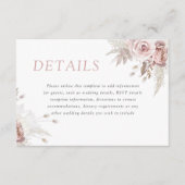 Divine Dusty Roos Blush Floral Wedding Details Informatiekaartje (Voorkant)