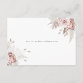 Divine Dusty Roos Blush Floral Wedding Details Informatiekaartje (Achterkant)