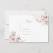 Divine Dusty Roos Blush & Ivoor Bruiloft RSVP Kaartje (Voorkant)