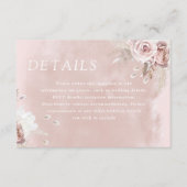 Divine Dusty Roos Blush Waterverf Wedding Details Informatiekaartje (Voorkant)
