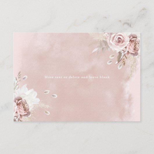 Divine Dusty Roos Blush Waterverf Wedding Details Informatiekaartje (Achterkant)
