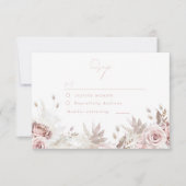 Divine Dusty Rose & Blush Floral Wedding RSVP Kaartje (Voorkant)