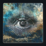 Divine Eye Wall Clock Vierkante Klok<br><div class="desc">The All-Seeing Eye, or Eye of Providence, symbolizes divine omniscience, protection, and moral oversight, representing a higher power that watches over humanity. This unique pattern was made by the polymer clay & mixed media artist Deborah K using AI.</div>