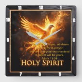 Divine Flame Holy Spirit Message Mark 11:24 Verse Vierkante Klok (Voorkant)
