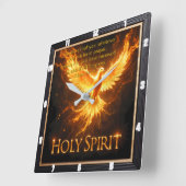 Divine Flame Holy Spirit Phoenix Mark 11:24 Verse Vierkante Klok (Hoek)