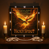 Divine Flame Holy Spirit Phoenix Mark 11:24 Verse Vierkante Klok