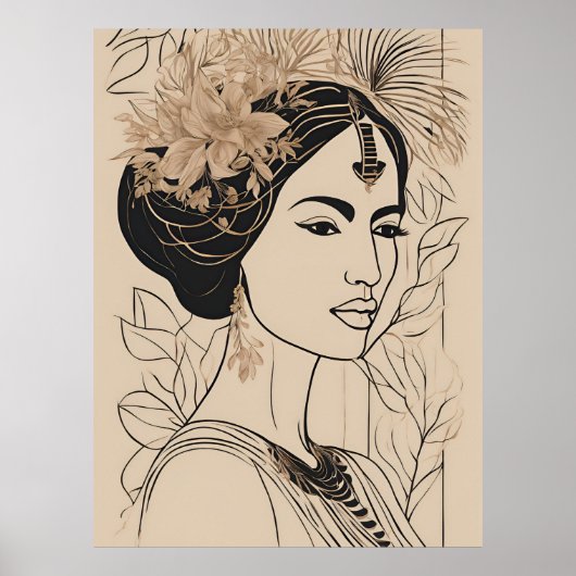 Divine Goddess Line Art Poster (Voorkant)