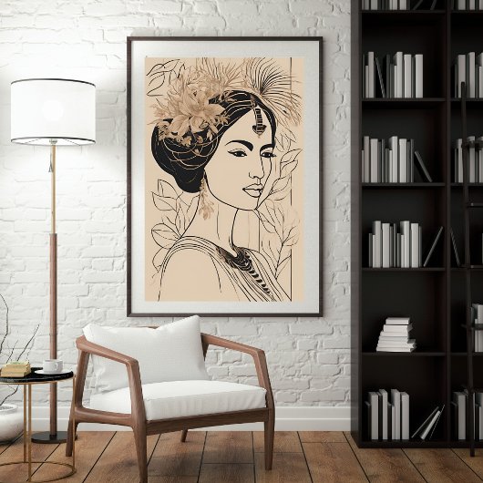 Divine Goddess Line Art Poster