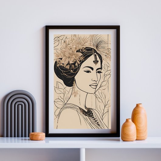 Divine Goddess Line Art Poster