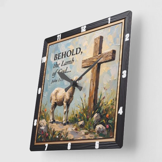 Divine Grace: John 1:29 Time Vierkante Klok (Hoek)