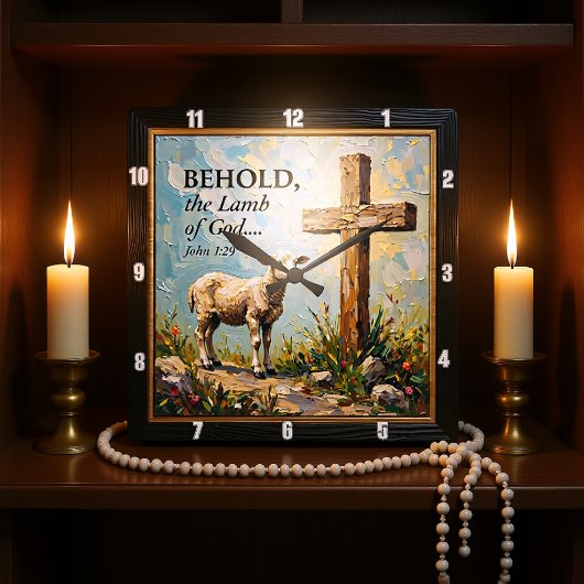 Divine Grace: John 1:29 Time Vierkante Klok