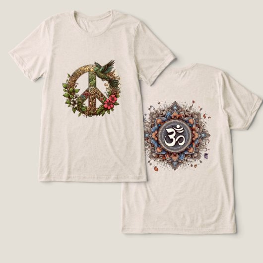 Divine Harmony: The ॐ Mandala Tri-Blend Shirt (Ontwerp Voorkant & Achterkant)