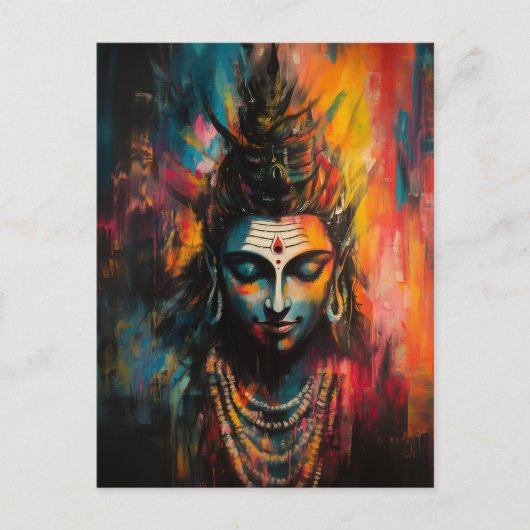 Divine Heer Shiva Abstract Regenboog Kleurensplash Briefkaart (Voorkant)