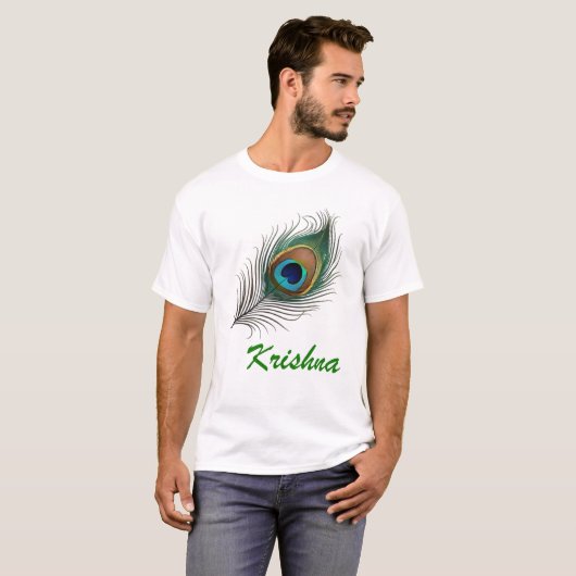 Divine Krishna Peacock Feather T-Shirt Design! (Voorkant volledig)