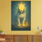 Divine Light-Eyed White Tiger | ManJiangHong Fine Canvas Afdruk (Insitu (Woonkamer))