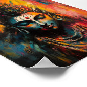 Divine Lord Shiva Abstracte regenboogkleur Splash Poster (Hoek)