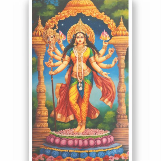 Divine Maa Durga Mandap: met de hand getekend mees Sticker (Voorkant)