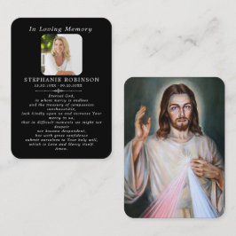 Divine Mercy Catholic Funeral Black Prayer Card Visitekaartje