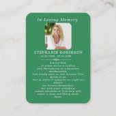 Divine Mercy Catholic Funeral Green Prayer Card Visitekaartje (Voorkant)