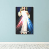 Divine Mercy Devotional Afbeelding. Canvas Afdruk (Insitu (Houten vloer))
