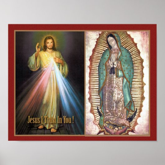 Divine Mercy en Our Lady of Guadalupe Devotional Poster (Voorkant)