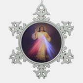 Divine Mercy Gold Tin Sneeuwvlok Ornament (Voorkant)