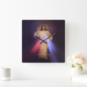 Divine Mercy Gold Vierkante Klok (Huis)