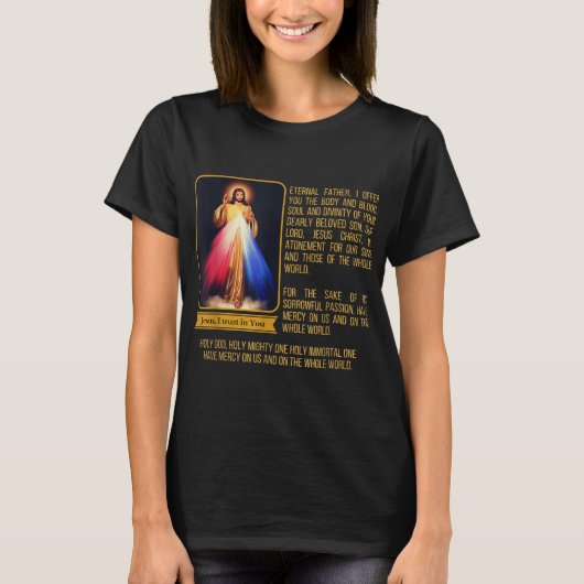 Divine Mercy Jesus Afbeelding Chaplet Novena Praye T-shirt (Voorkant)