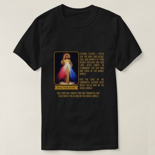 Divine Mercy Jesus Afbeelding Chaplet Novena Praye T-shirt (Design voorkant)
