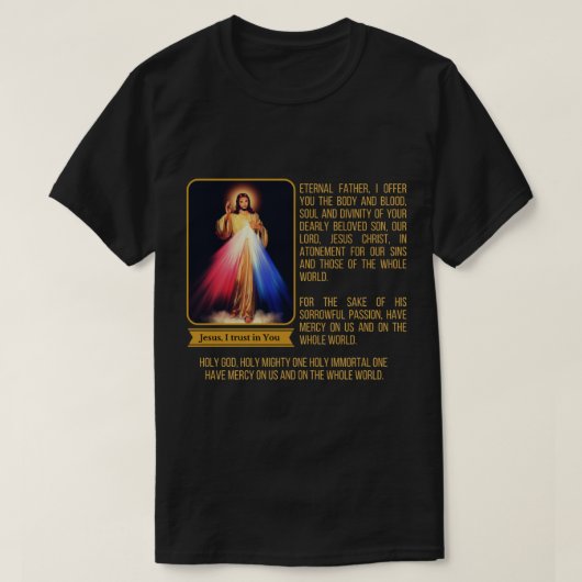 Divine Mercy Jesus Afbeelding Chaplet Novena Praye T-shirt (Design voorkant)