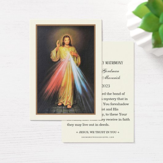 Divine Mercy Jesus Elegant katholieke bruiloft Visitekaartje (Bureau)