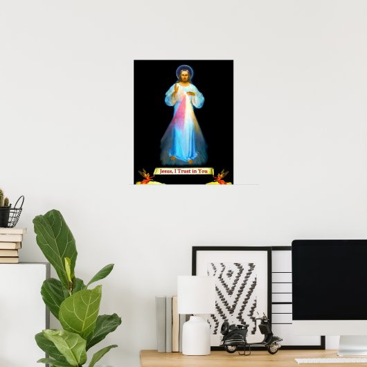 Divine Mercy Jesus Faustina en Angels Poster (Thuiskantoor)