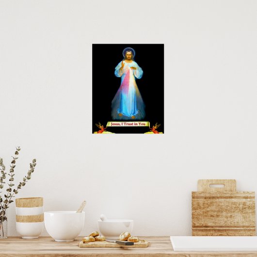 Divine Mercy Jesus Faustina en Angels Poster (Keuken)
