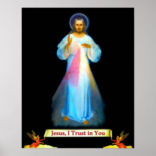 Divine Mercy Jesus Faustina en Angels Poster (Voorkant)