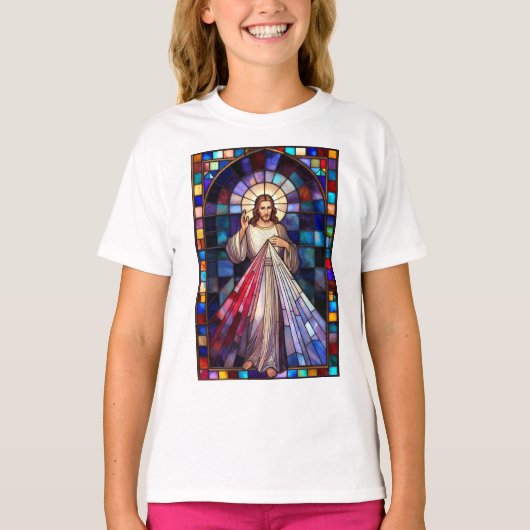 Divine Mercy Jesus Girl's Tee Shirt (Voorkant)