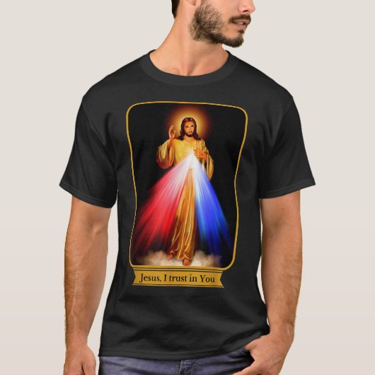 Divine Mercy Jesus, ik vertrouw op jou katholiek T-shirt (Voorkant)