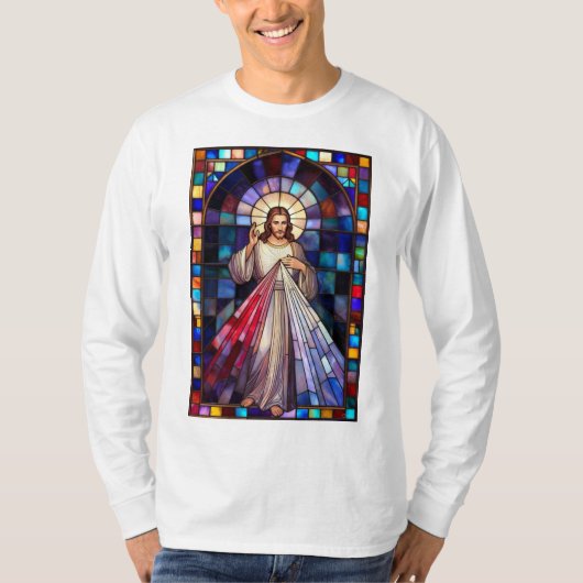 Divine Mercy Jesus Men's Long Sleeve Tee Shirt (Voorkant)