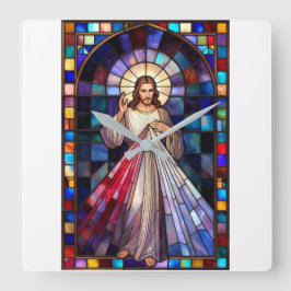 Divine Mercy Jesus Wall Clock Vierkante Klok