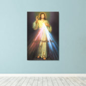 Divine Mercy Jezus, ik vertrouw op jullie Afbeeldi Canvas Afdruk (Insitu (Houten vloer))