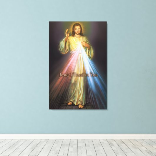 Divine Mercy Jezus, ik vertrouw op jullie Afbeeldi Canvas Afdruk (Insitu (Houten vloer))