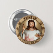 Divine Mercy Jezus, ik vertrouw op jullie Afbeeldi Ronde Button 5,7 Cm (Voorkant /achterkant)