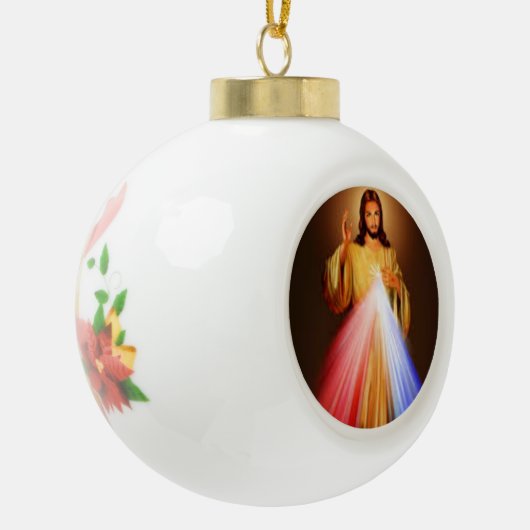 Divine Mercy Kerstannament Keramische Bal Ornament (Links)
