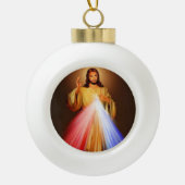 Divine Mercy Kerstannament Keramische Bal Ornament (Voorkant)