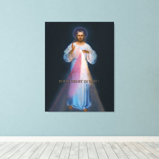 Divine Mercy Original Vilnius Afbeelding Canvas Afdruk (Insitu (Houten vloer))