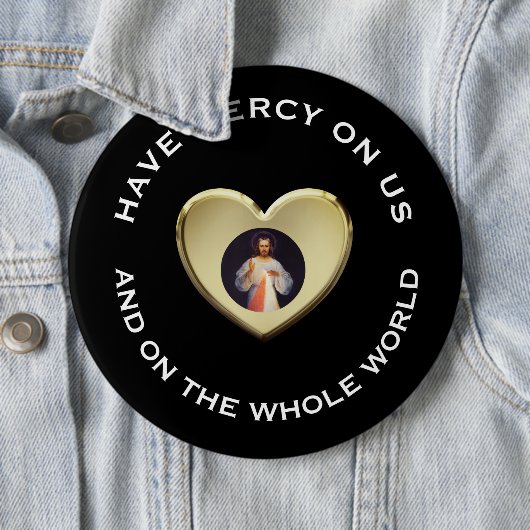 Divine Mercy Prayer Jesus Gold Heart Ronde Button 6,0 Cm (In situ)