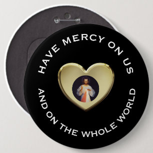 Divine Mercy Prayer Jesus Gold Heart Ronde Button 6,0 Cm