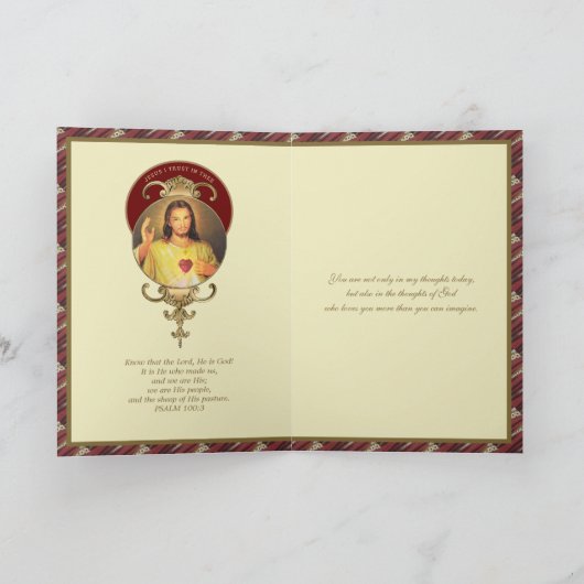 Divine Mercy Sacred Heart Scripting Religious Kaart (Binnen)